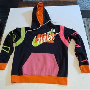 Vintage Nike Air Mens Sweatshirt Hoodie Pullover Black Colorblock Spellout M